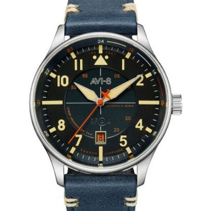 Montre automatique pour homme AVI-8 Hawker Hurricane Kent Sussex, bracelet en cuir, cadran bleu, automatique AV-4094-02