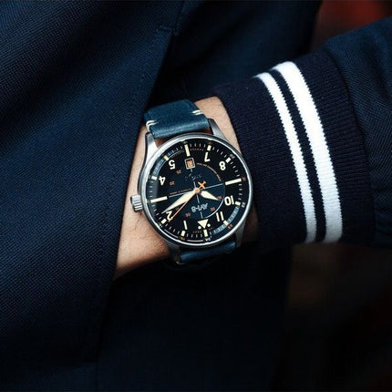 Montre automatique pour homme AVI-8 Hawker Hurricane Kent Sussex, bracelet en cuir, cadran bleu, automatique AV-4094-02