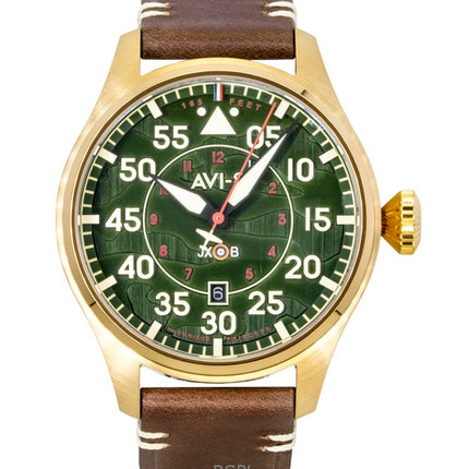 Montre homme AVI-8 Hawker Hurricane Clowes Northholt, bracelet en cuir, cadran vert, automatique AV-4097-04
