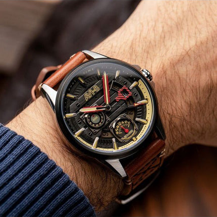 Montre pour homme AVI-8 Hawker Harrier Farley multifonction à cadran noir AV-4098-02