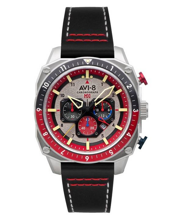 AVI-8 Hawker Hunter Atlas Dual Time Chronograph Hazard Rouge Quartz AV-4100-03 HORS Montre Homme