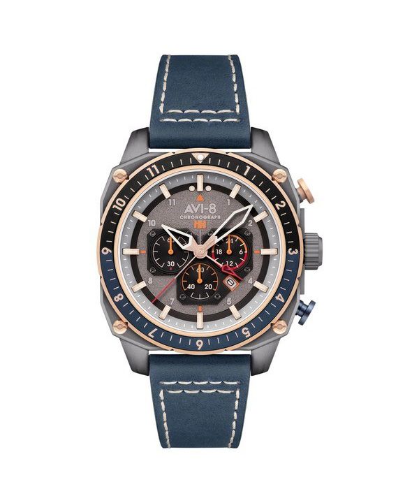 Montre pour homme AVI-8 Hawker Hunter Atlas Dual Time Chronographe Cadran gris anthracite Quartz AV-4100-07
