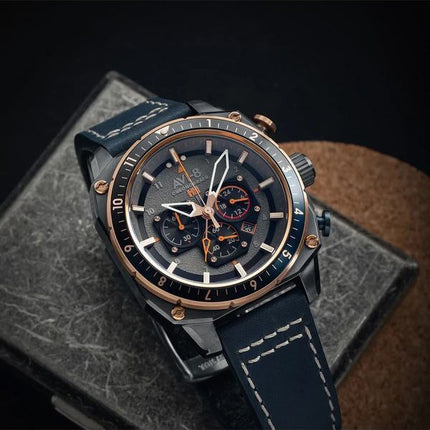 Montre pour homme AVI-8 Hawker Hunter Atlas Dual Time Chronographe Cadran gris anthracite Quartz AV-4100-07