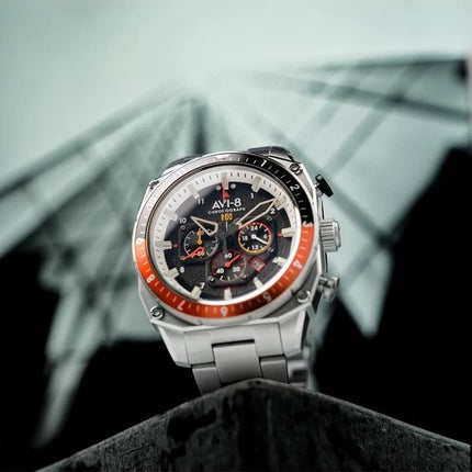 Montre pour homme AVI-8 Hawker Hunter Atlas Dual Time Chronographe Raven Cadran noir Quartz AV-4100-11