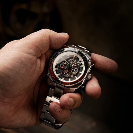 Montre pour homme AVI-8 Hawker Hunter Atlas Dual Time Chronographe Raven Cadran noir Quartz AV-4100-11