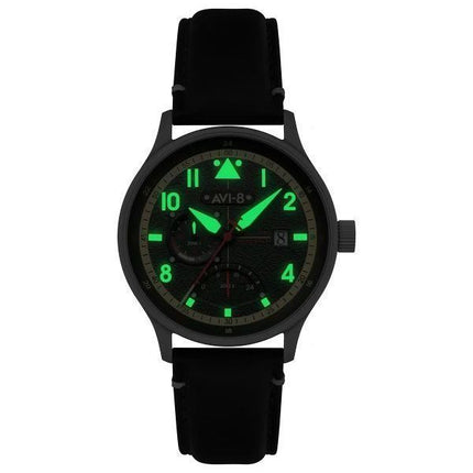 AVI-8 Hawker Hurricane Mckellar Dual Time Gothic Green Dial Quartz AV-4101-0A Montre pour homme avec bracelet supplémentaire