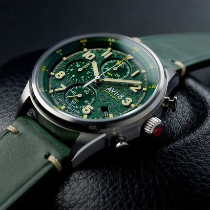 AVI-8 Flyboy Royal British Legion Tri-Service Chronographe Édition Limitée Marlborough Lines Cadran Vert Quartz AV-4102-RBL-03 H