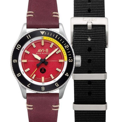 AVI-8 Flyboy Tuskegee Airmen Édition limitée Ramitelli Cadran rouge Quartz AV-4103-04 Montre pour homme avec bracelet supplément