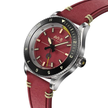 AVI-8 Flyboy Tuskegee Airmen Édition limitée Ramitelli Cadran rouge Quartz AV-4103-04 Montre pour homme avec bracelet supplément