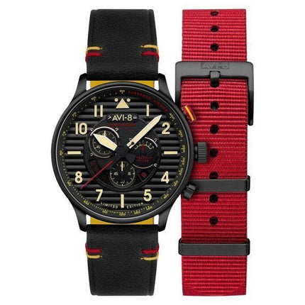 AVI-8 Flyboy Spirit Of Tuskegee Chronographe Édition Limitée Cadran Noir Quartz AV-4109-01 Montre Pour Homme Avec Bracelet Suppl