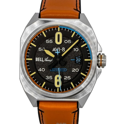 Montre automatique pour homme Bell X-1 Machbuster AVI-8, bracelet en cuir, cadran noir graphite, AV-4115-01