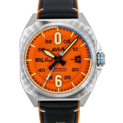 Montre automatique pour homme AVI-8 Bell X-1 Machbuster, bracelet en caoutchouc et cuir, cadran orange rétro, AV-4115-02