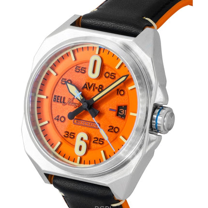 Montre automatique pour homme AVI-8 Bell X-1 Machbuster, bracelet en caoutchouc et cuir, cadran orange rétro, AV-4115-02