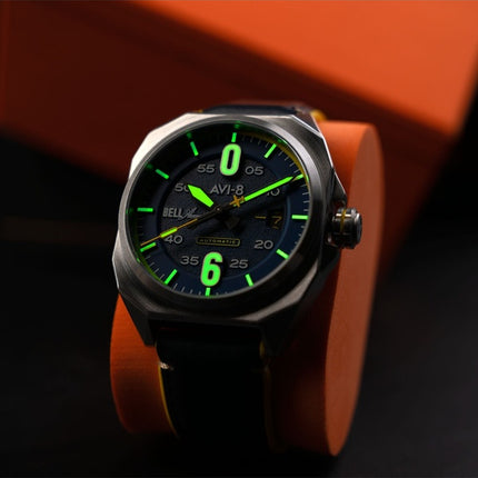 Montre Homme AVI-8 Bell X-1 Machbuster Automatique Catalina Bracelet Cuir Bleu Cadran Bleu AV-4115-03