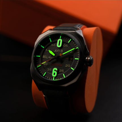 Montre automatique Bell X-1 Machbuster pour homme avec bracelet en cuir et cadran gris fer AV-4115-06