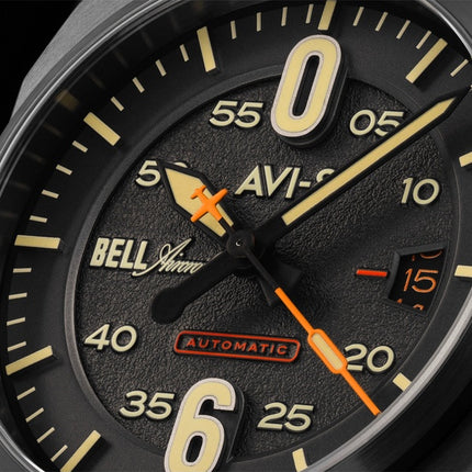 Montre automatique Bell X-1 Machbuster pour homme avec bracelet en cuir et cadran gris fer AV-4115-06