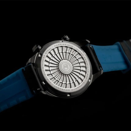 Montre automatique pour homme AVI-8 Hawker Harrier HUD avec bracelet en cuir et cadran bleu dégradé AV-4117-01