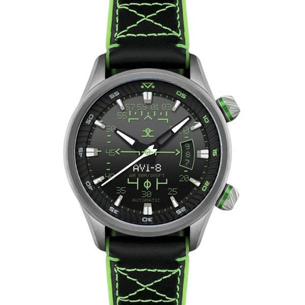Montre automatique pour homme AVI-8 Hawker Harrier HUD avec bracelet en cuir et cadran noir dégradé AV-4117-02
