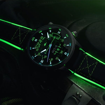 Montre automatique pour homme AVI-8 Hawker Harrier HUD avec bracelet en cuir et cadran noir dégradé AV-4117-02