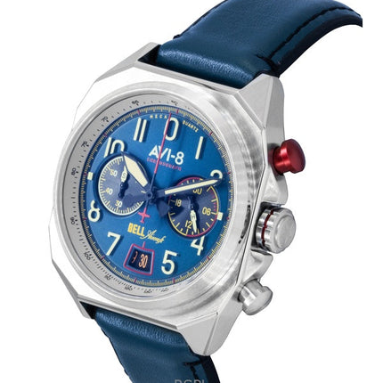 Montre homme AVI-8 Bell X-1 Machbuster chronographe aviation bracelet caoutchouc bleu cadran bleu quartz AV-4118-01