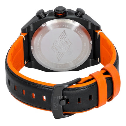 Montre homme AVI-8 Bell X-1 Machbuster Chronographe Super Sonic, bracelet en caoutchouc noir et cuir, cadran noir, quartz, AV-4118-04