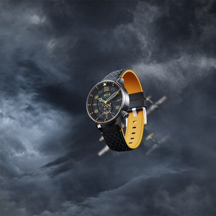 Montre automatique AVI-8 Hawker Typhoon Baldwin avec bracelet en cuir et cadran noir cool pour homme AV-4119-01