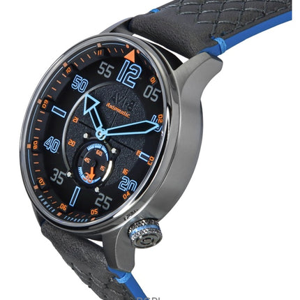 Montre automatique pour homme AVI-8 Hawker Typhoon Baldwin, bracelet en cuir bleu fer, cadran gris, AV-4119-03