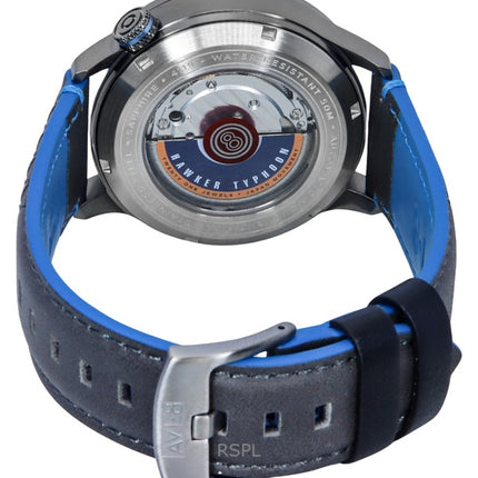 Montre automatique pour homme AVI-8 Hawker Typhoon Baldwin, bracelet en cuir bleu fer, cadran gris, AV-4119-03