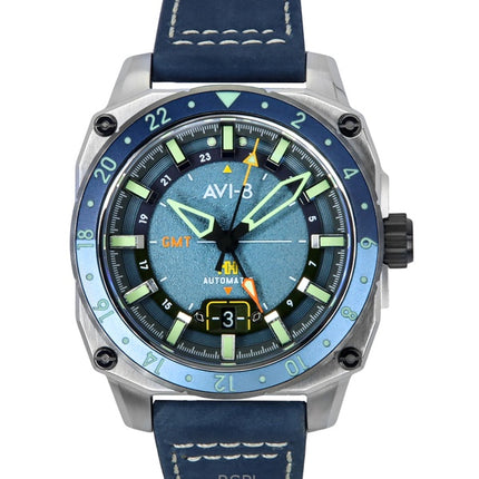 Montre homme AVI-8 Hawker Hunter Atlas GMT rétro à cadran bleu automatique AV-4122-05