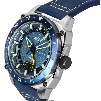 Montre homme AVI-8 Hawker Hunter Atlas GMT rétro à cadran bleu automatique AV-4122-05