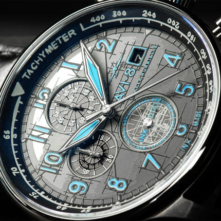 Montre chronographe Hawker Hurricane Inkdial AVI-8 en édition limitée avec cadran gris et quartz AV-4123-01 pour homme avec brac