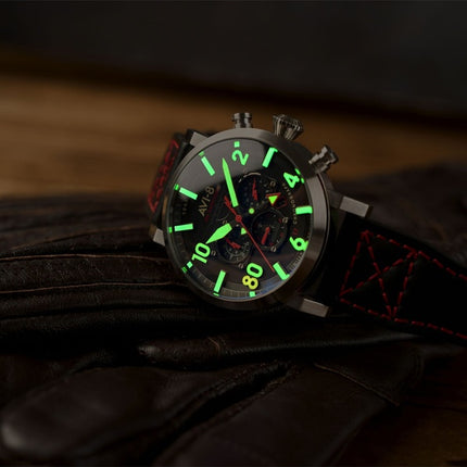 Montre pour homme AVI-8 Dambuster Operation Catechism 80th Dual Time Chronograph Quartz Edition limitée AV-4124-01