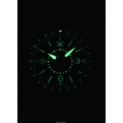 Montre automatique pour homme AVI-8 Flyboy Airmaster GMT avec bracelet en cuir et cadran noir AV-4128-01