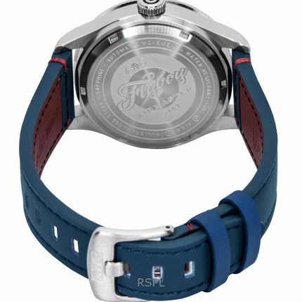 Montre automatique pour homme AVI-8 Flyboy Airmaster GMT avec bracelet en cuir bleu et cadran bleu AV-4128-04