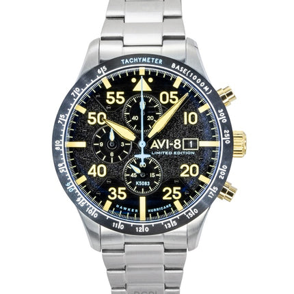 Montre homme AVI-8 Hawker Hurricane Chronograph Édition Limitée, cadran noir, mouvement quartz AV-4130-11, avec bracelet supplémentaire