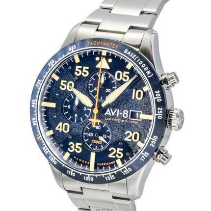 Montre homme AVI-8 Hawker Hurricane Chronograph Édition Limitée, Cadran Bleu Horizon, Quartz AV-4130-22, avec bracelet supplémentaire