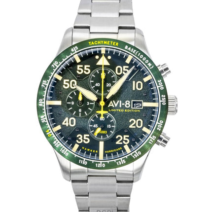 Montre homme AVI-8 Hawker Hurricane Chronograph Édition Limitée, cadran vert, quartz AV-4130-33, avec bracelet supplémentaire