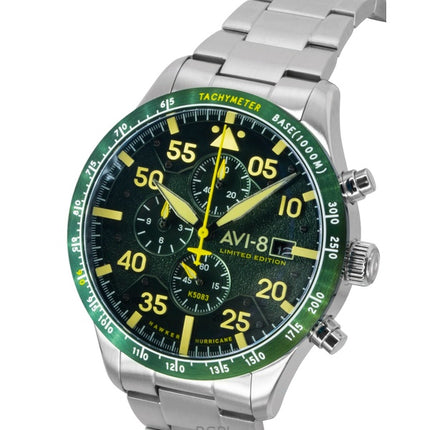 Montre homme AVI-8 Hawker Hurricane Chronograph Édition Limitée, cadran vert, quartz AV-4130-33, avec bracelet supplémentaire