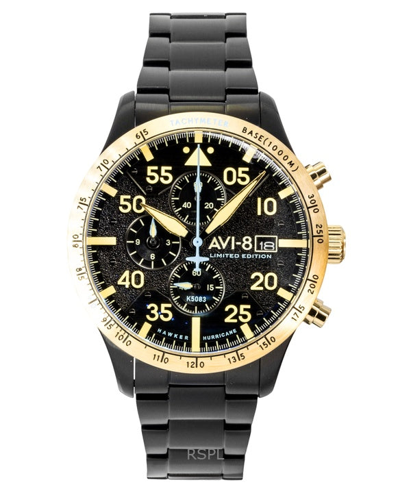 Montre homme AVI-8 Hawker Hurricane Chronograph Édition Limitée 90e Anniversaire Altitude Cadran Noir Quartz AV-4130-55