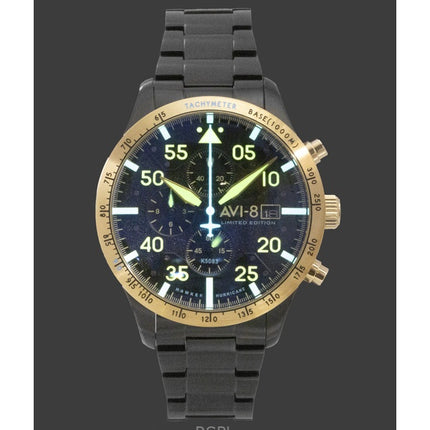Montre homme AVI-8 Hawker Hurricane Chronograph Édition Limitée 90e Anniversaire Altitude Cadran Noir Quartz AV-4130-55