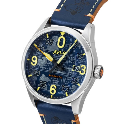 Montre homme AVI-8 Spitfire Smith Peanuts Snoopy Flying Ace Édition Limitée Cadran Bleu Beagle Automatique AV-4134-01