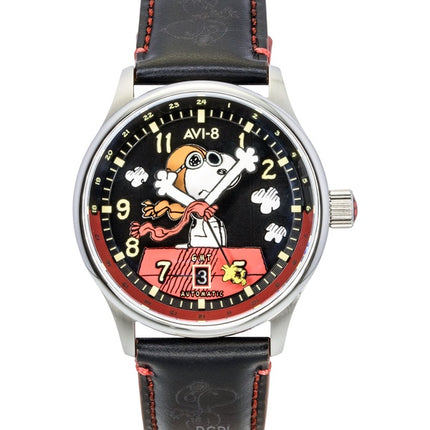 Montre homme AVI-8 Hawker Hurricane Kent GMT Édition Limitée Doghouse Cadran Noir et Rouge Automatique AV-4136-01