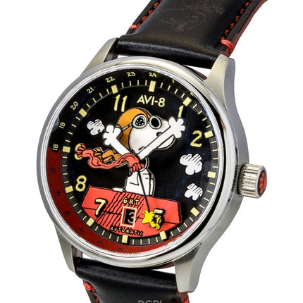 Montre homme AVI-8 Hawker Hurricane Kent GMT Édition Limitée Doghouse Cadran Noir et Rouge Automatique AV-4136-01