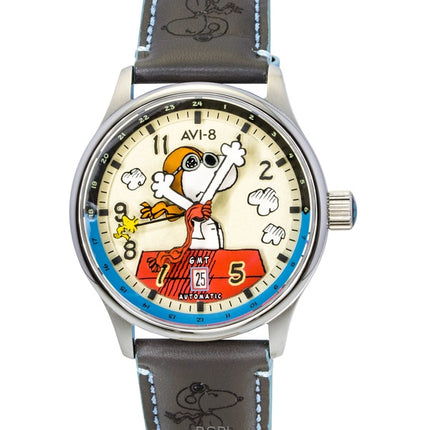 Montre homme AVI-8 Hawker Hurricane Kent GMT Édition Limitée, Cadran Crème et Rouge, Automatique AV-4136-03