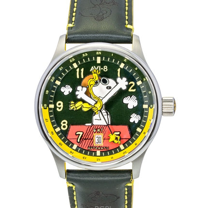 Montre homme automatique AVI-8 Hawker Hurricane Kent GMT Édition Limitée, cadran vert hiver et rouge, référence AV-4136-04