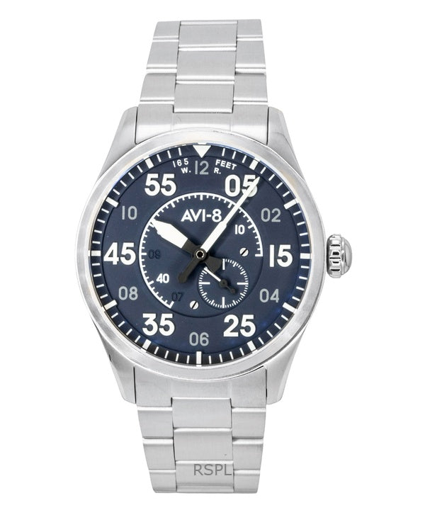 Montre homme AVI-8 Spitfire Type 300 en acier inoxydable, cadran bleu, automatique, référence AV-4147-11