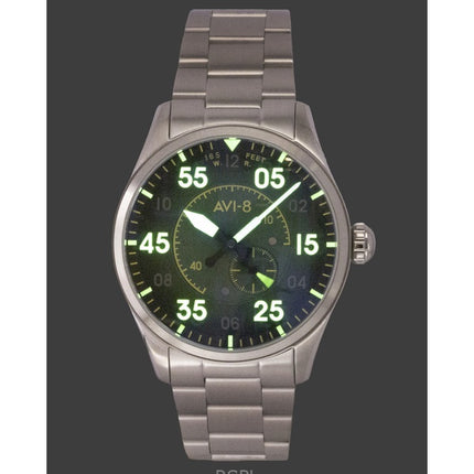 Montre homme AVI 8 Spitfire Type 300 Tarmac Tracker, cadran vert, automatique, en acier inoxydable, référence AV-4147-22