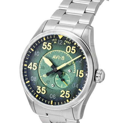 Montre homme AVI 8 Spitfire Type 300 Tarmac Tracker, cadran vert, automatique, en acier inoxydable, référence AV-4147-22