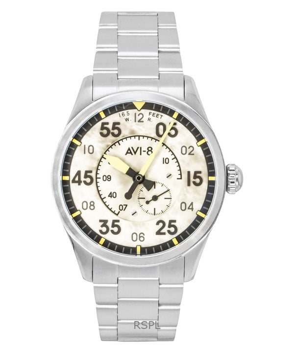 Montre homme AVI-8 Spitfire Type 300, boîtier en acier inoxydable, cadran crème, mouvement automatique AV-4147-33