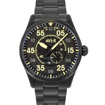 Montre homme AVI 8 Spitfire Type 300 Eclipse Display, acier inoxydable, cadran noir, automatique AV-4147-44